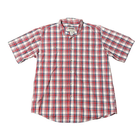 Wrangler Other - Wrangler Rugged Wear Mens Red Plaid Short Sleeve Casual Button Down Size XLT